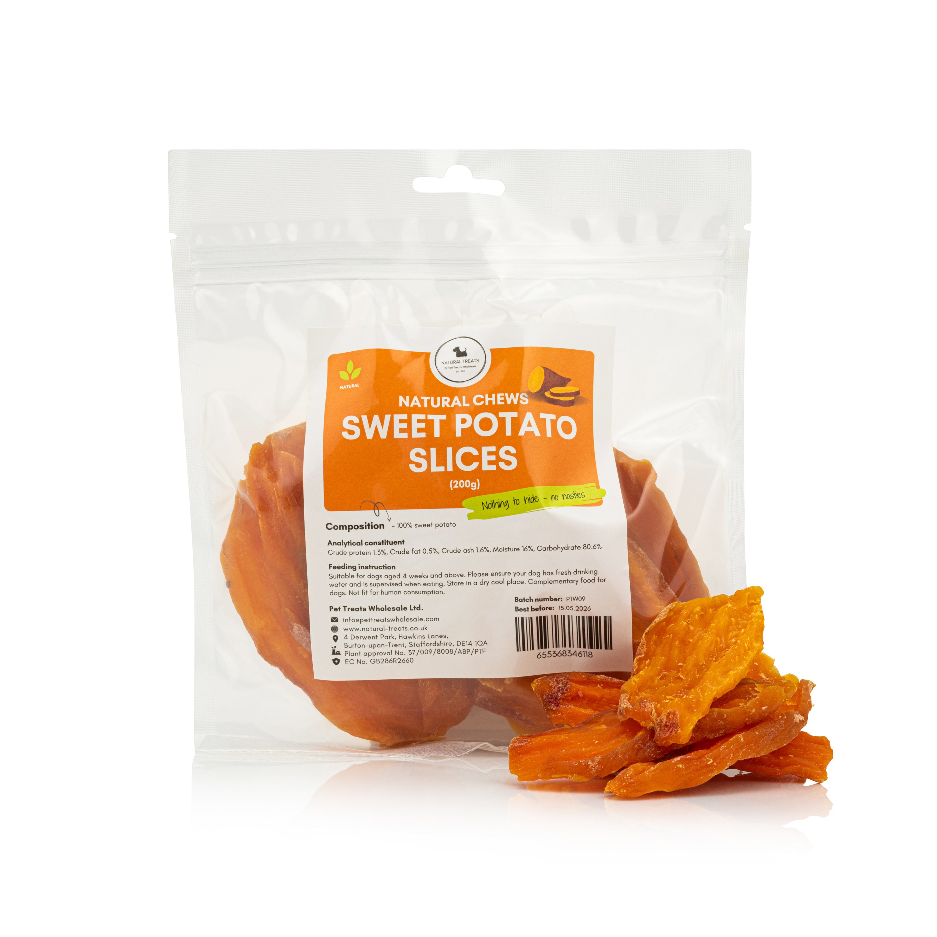 Shop Sweet Potato Slices 200g bags Online Pet Treats Wholesale Limited www.natural treats